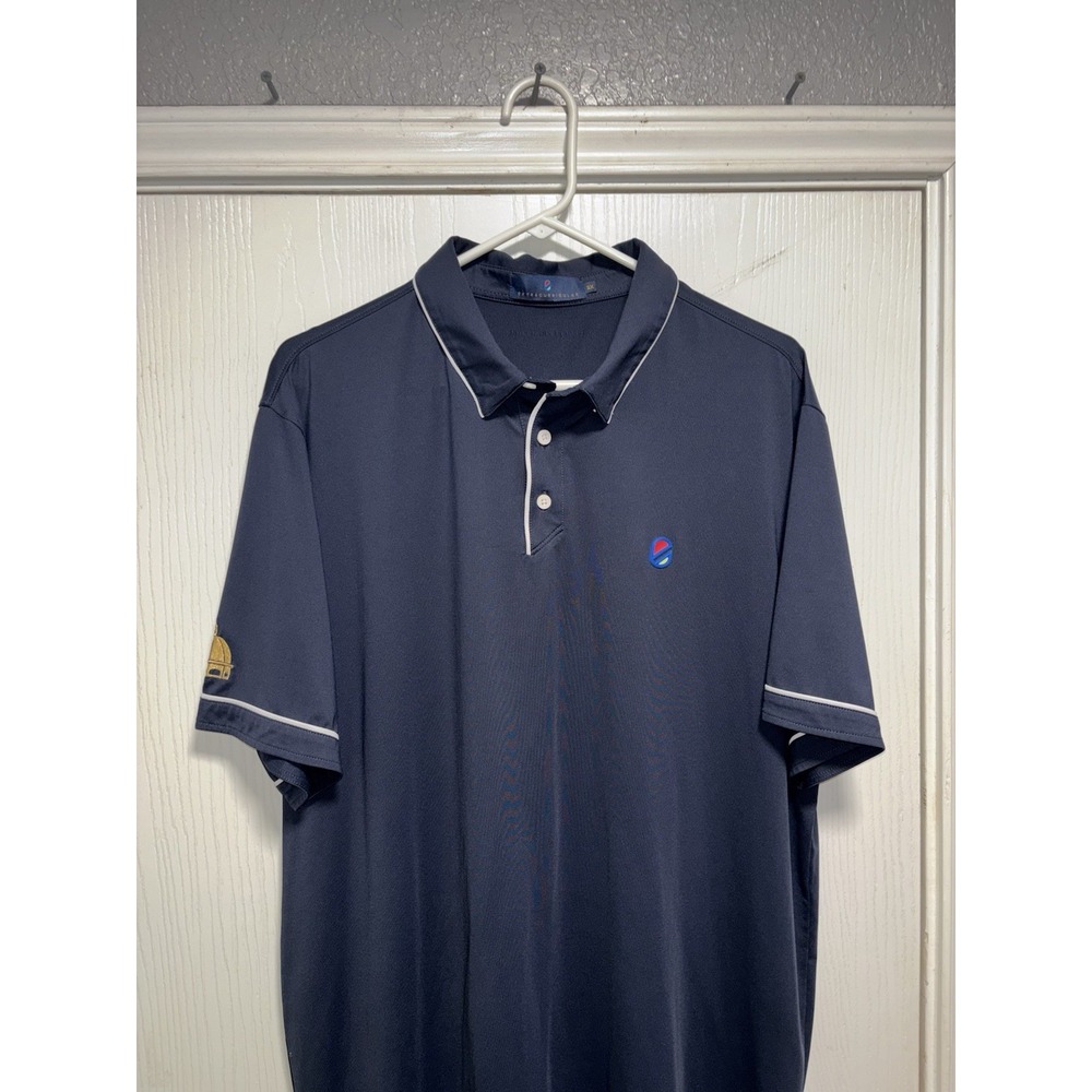 Extracurricular Mens Golf Polo Shirt Navy White Piping XXL Short Sleeve Stretch